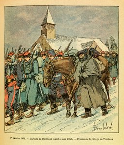 Het Oostelijke Leger van Eugene Sergeant, bekend als Grenest, geïllustreerd door Louis Bombled (1862-1927) (Frans-Duitse Oorlog; campagne van 1870-1871): Op 1 januari door Louis Charles Bombled