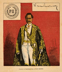 De oorlog in Madagaskar - Anekdotische geschiedenis van de Franse expedities van 1885-1895 door Henri Galli, geïllustreerd door Louis Bombled: Portret van premier Rainilaiarivony door Louis Charles Bombled