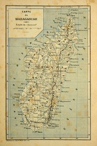De oorlog in Madagaskar - Anecdotische geschiedenis van de Franse expedities van 1885-1895 door Henri Galli, geïllustreerd door Louis Bombled: Kaart van Madagaskar, privécollectie door Louis Charles Bombled