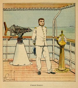 De oorlog in Madagaskar-Anekdotische geschiedenis van de Franse expedities van 1885-1895 door Henri Galli dit Galllichet (1854-1922), geïllustreerd door Louis Bombled (1862-1927): Portret van admiraal Bienaime (1843-1930), Privécollectie door Louis Charles Bombled