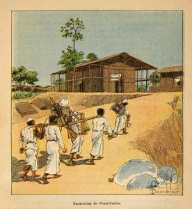 De Oorlog in Madagaskar-Anekdotische Geschiedenis van de Franse Expedities van 1885-1895 door Henri Galli, geïllustreerd door Louis Bombled: Een sanatorium in Nossi-Cumba in de 19e eeuw, gedeeltelijke collectie door Louis Charles Bombled