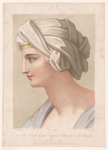 Buste van een vrouw met doek om haar hoofd gewikkeld door Louis Charles Ruotte