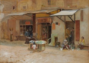 Chinatown, San Francisco, 1908 door Louis Comfort Tiffany