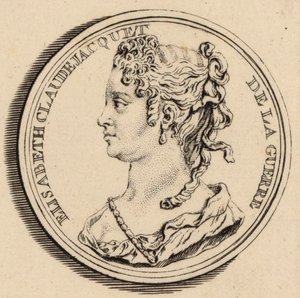 Portret van de componist Elisabeth Claude Jacquet de La Guerre 1665-1729 door Louis Crepy
