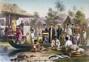 Annamese, Cambodjaanse en Siamese kostuums, hertekend door Janet Lange en gegraveerd door Eugene Ciceri, ca. 1870