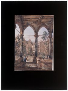 De binnenplaats van het kasteel van Heidelberg door Louis Desire Thienon