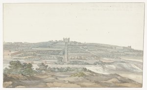 Gezicht op Vedala paleis van de grootmeester, gelegen in het Boschetto op Malta door Louis Ducros