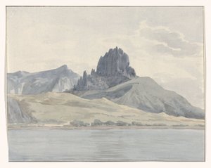 Gezicht op de kust van Pentidatilo aan de overzijde van kaap Spartivento door Louis Ducros