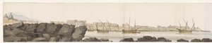Gezicht op haven van Catanie (Voyage en Italie, en Sicile et à Malte - 1778) door Louis Ducros