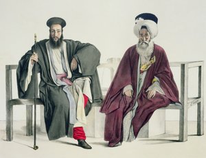 Een Griekse priester en een Turk, gegraveerd door de Thierry Brothers, 1825 door Louis Dupré