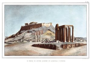 De tempel van Olympische Jupiter en de Akropolis van Athene. in 