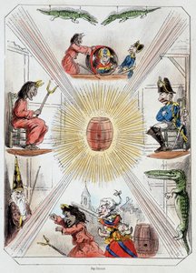 Le tonneau - Lithografie, uit Theatre des marionnettes du jardin des Tuileries, tekst en tekening door Louis Edmond Duranty (1833-1880), Parijs door Louis Edmond Duranty