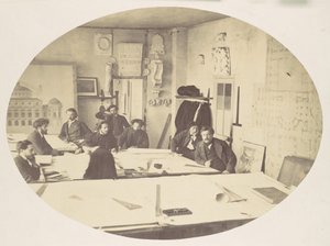 [Charles Garnier in de Ontwerp Kamer Tijdens het Ontwerpen van de Nieuwe Parijse Opera], ca. 1870 door Louis Emile Durandelle