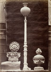 Details interieur en kandelaars, Théâtre du Vaudeville, Parijs