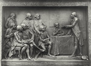 Antoine Laurent Lavoisier (1743-94) legt zijn luchtanalyse uit aan zijn collega
