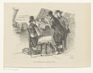 Boekhandelaar op een kade in Parijs door Louis Ernest Lesage