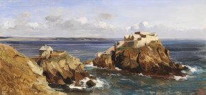 Uitzicht op het fort van Bertheaume door Eugene Isabey