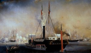 Koning Lodewijk Filips I en de koningin van de Fransen ontmoeten koningin Victoria en prins Albert die op 2 september in Treport aankwamen door Louis Eugene Gabriel Isabey