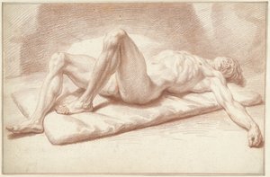 Mannelijk naakt, liggend op de rug door Louis Fabritius Dubourg