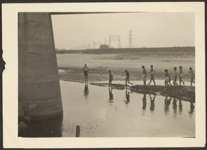 [Figures in Industrial Water Scene]. door Louis Fleckenstein