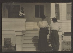 [Figuren op een veranda].