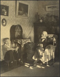 [Man en jongen zitten in een studeerkamer]. door Louis Fleckenstein
