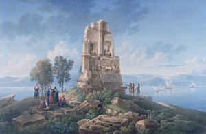 Graf van Philopappos in Athene, met Reizigers, 1821