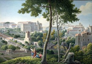 Uitzicht op de Quirinaalheuvel in Rome, met de Villa Colonna op de Achtergrond, ca.1800