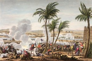 De slag bij de piramides, Egypte, 3 Thermidor, Jaar 6, 21 juli 1798 door Louis Francois Couche