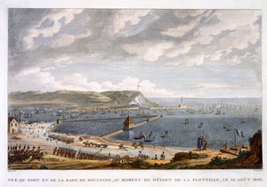 Uitzicht op de Haven en de Rede van Boulogne bij het Vertrek van de Vloot, 16 augustus 1803