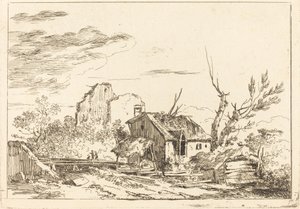 Hut bij de Brug door Louis Gabriel Moreau the Elder