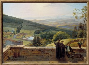 De Arno-vallei, uitzicht vanaf Vallombrosa door Louis Gauffier