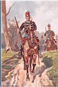 Chasseurs A Cheval, ansichtkaart, 1920s door Louis Geens
