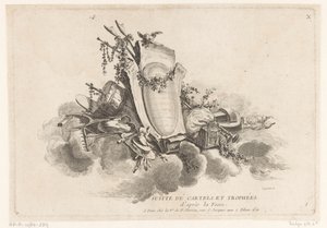 Cartouche met agrarische objecten door Louis Germain