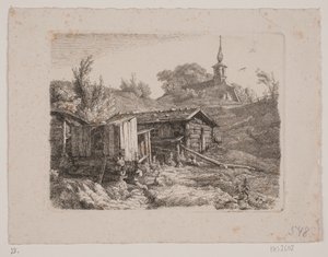 Landschap met een watermolen door Louis Gurlitt