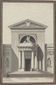 Gevel voor een Kerk met een Beeld dat Geloof Voorstelt door Louis Gustave Taraval