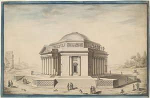 Hexagonale Tempel in een Italiaans Landschap door Louis Gustave Taraval