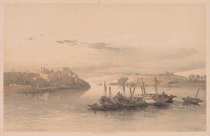 Egypte en Nubië: Deel II - Nr. 28, Algemeen Uitzicht op Asouan en het Eiland Elephantine door Louis Haghe