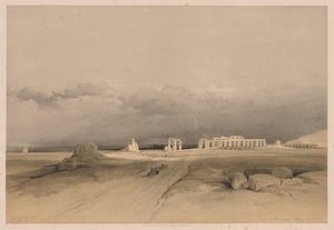 Egypte en Nubië: Deel II - Nr. 8, Ruïnes van het Memnonium, Thebe, 1838 door Louis Haghe
