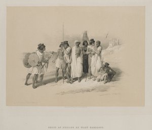 Egypte en Nubië, Deel II: Groep Nubiërs-Wady Kardasey, 1847 door Louis Haghe