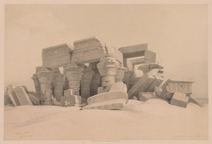 Egypte en Nubië: Deel I - Nr. 1, Nr. 2, Overblijfselen van het Portiek van de Tempel van Kom Ombo door Louis Haghe