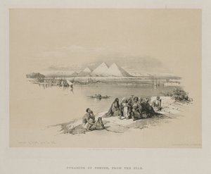 Egypte en Nubië, Deel I: Piramides van Geezeh, vanaf de Nijl, 1846 door Louis Haghe
