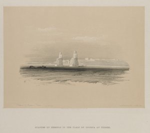 Egypte en Nubië, Deel I: Beelden van Memnon, Thebe, 1846 door Louis Haghe
