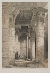 Egypte en Nubië, Deel I: Uitzicht onder het grote portiek van de tempel, Philae, 1846 door Louis Haghe