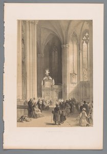 Gezicht op het reliekschrijn van de drie koningen in de Dom van Keulen door Louis Haghe