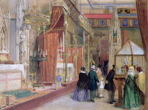 Het Middeleeuwse Hof van de Grote Tentoonstelling van 1851 door Louis Haghe