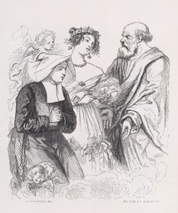 De Twee Zusters van Liefdadigheid uit Het Complete Werk van Béranger, 1836 door Louis Henri Brevière, Cesar Auguste Hebert