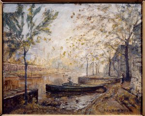 Riverside. Schilderij door Louis Carrand (1821-1899)