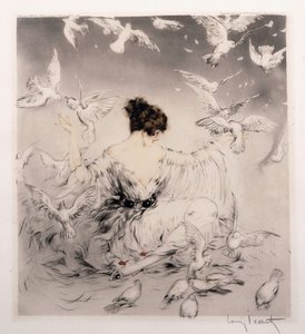 Meisje met Duiven door Louis Icart