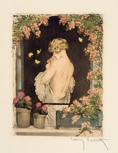 De Vier Seizoenen: Zomer, c.1928 (handgekleurde droge naald & aquatint) door Louis Icart